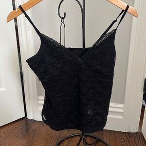 V Neck Lace Black Cami